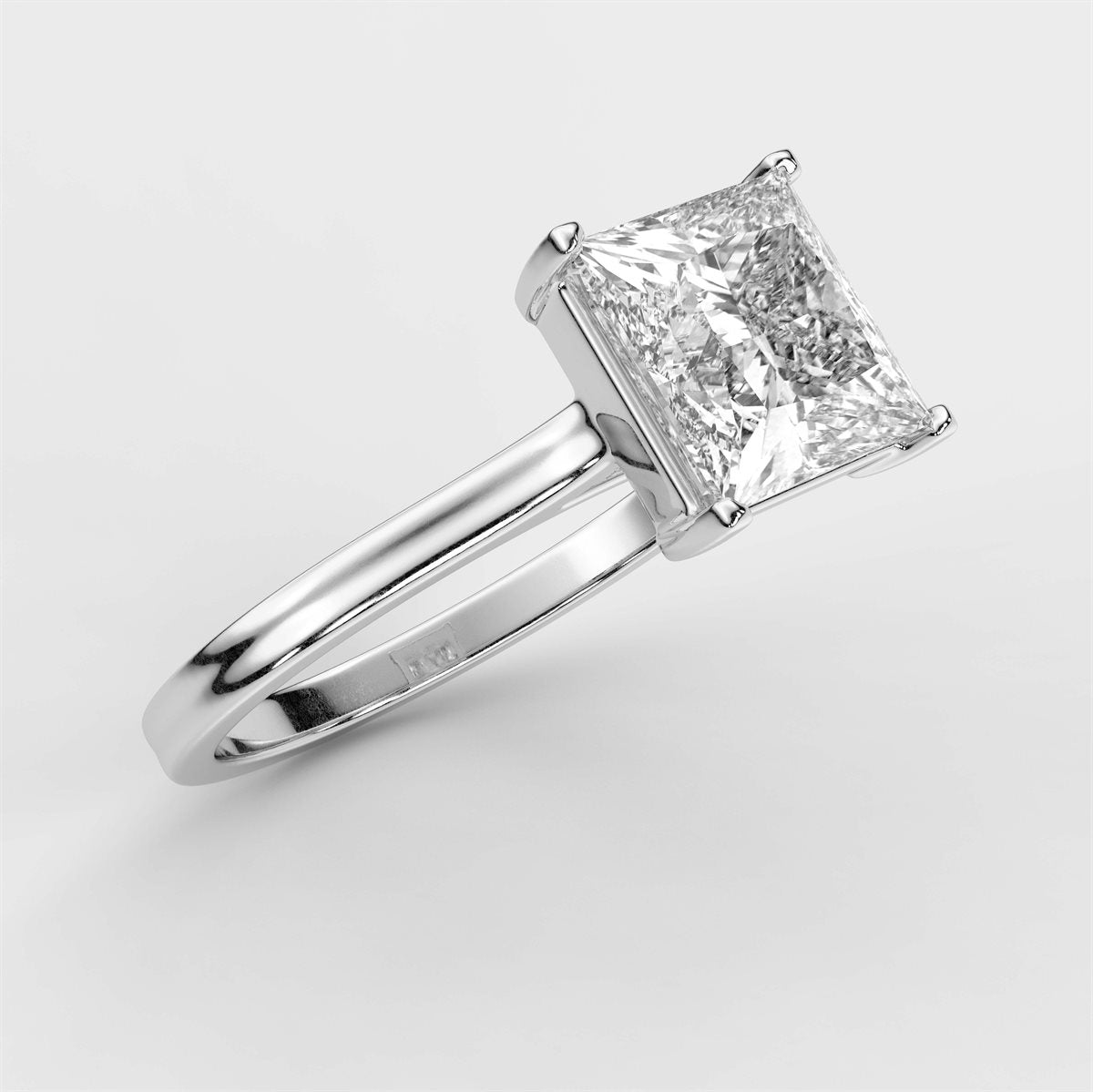 Diamond Engagement Ring with Baguette Diamond Surround with IGI Certified Lab Grown Diamond