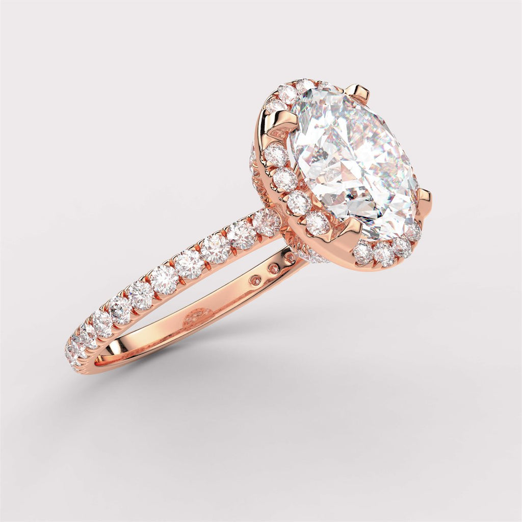 Diamond Halo Engagement Ring with IGI Certified Lab Grown Diamond