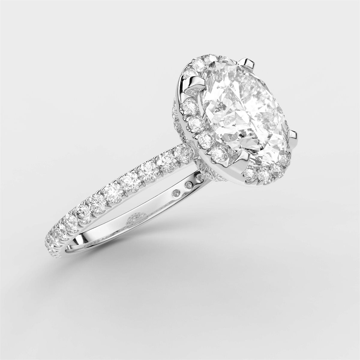 Diamond Halo Engagement Ring with IGI Certified Lab Grown Diamond
