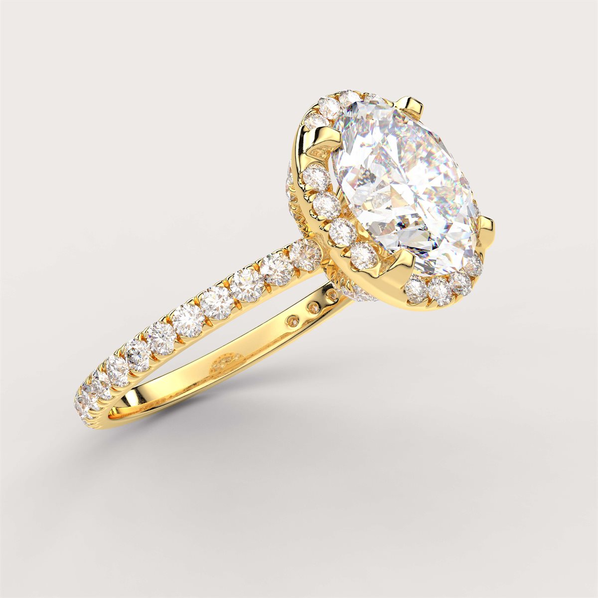 Diamond Halo Engagement Ring with IGI Certified Lab Grown Diamond
