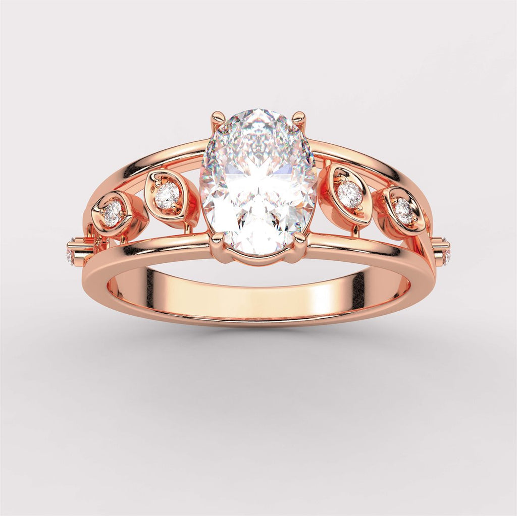Diamond Engagement Ring with side accent with IGI Certified Lab Grown Diamond