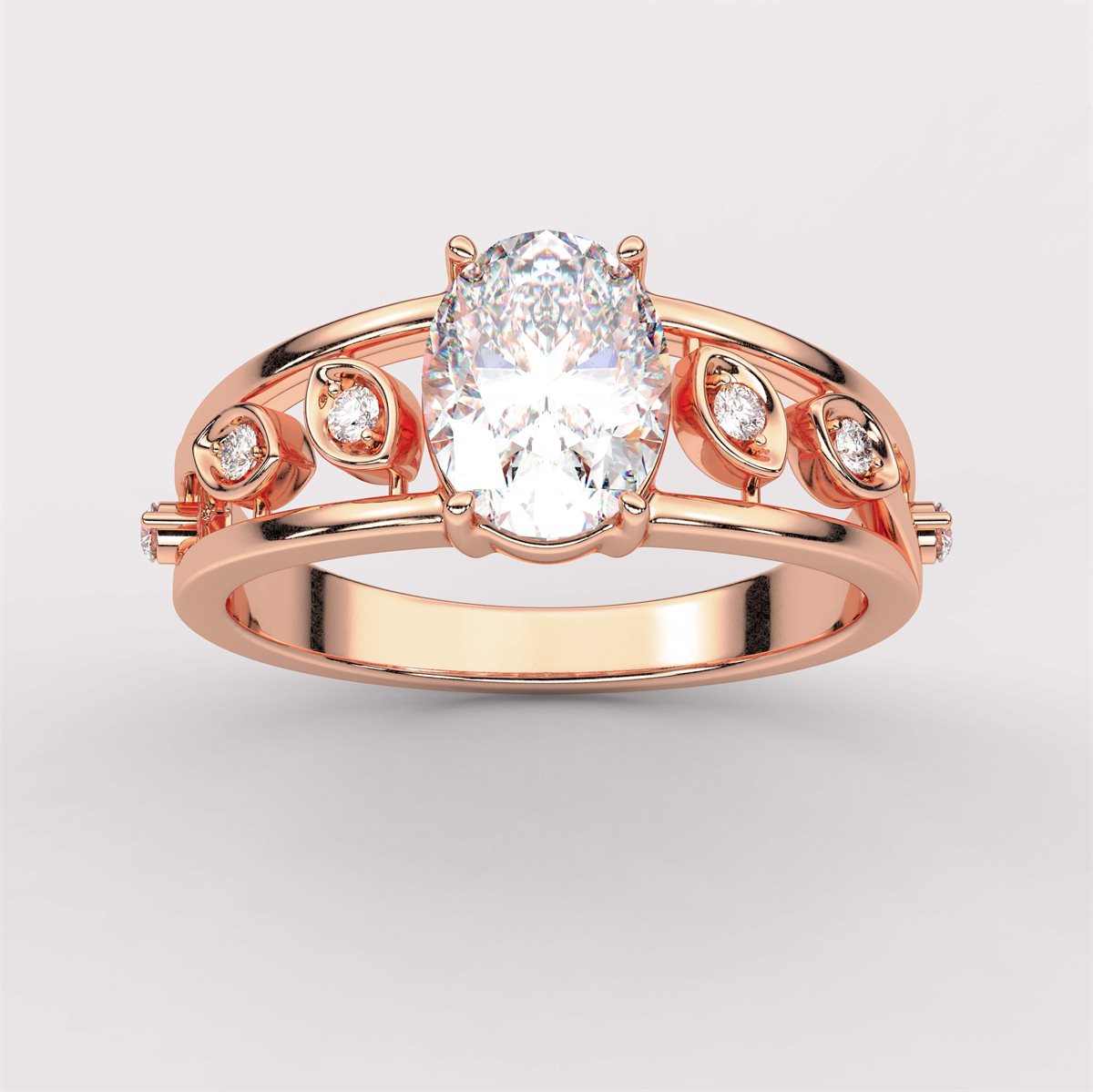 Diamond Engagement Ring with side accent with IGI Certified Lab Grown Diamond
