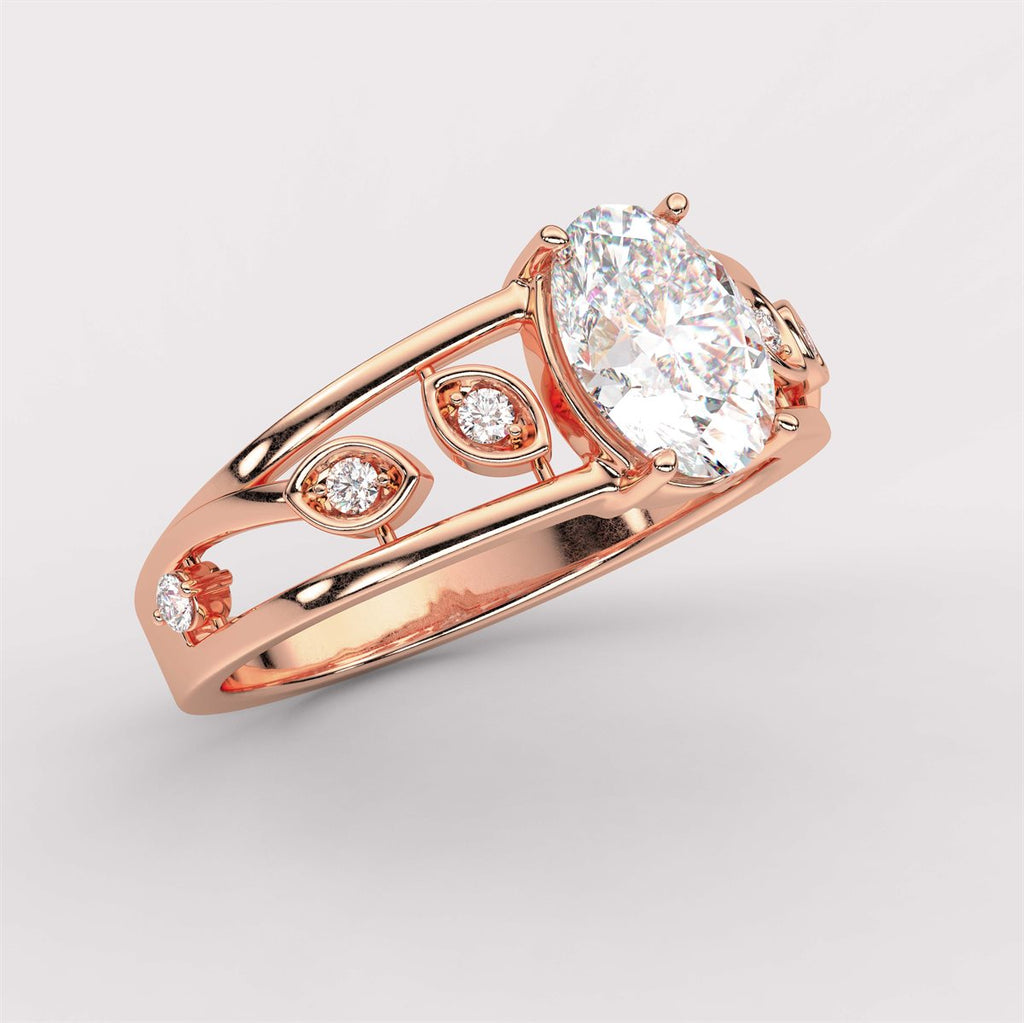 Diamond Engagement Ring with side accent with IGI Certified Lab Grown Diamond