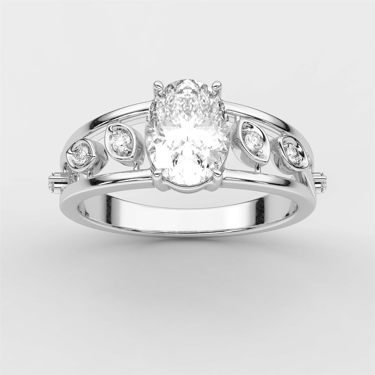 Diamond Engagement Ring with side accent with IGI Certified Lab Grown Diamond