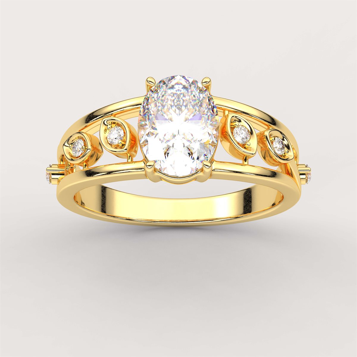 Diamond Engagement Ring with side accent with IGI Certified Lab Grown Diamond