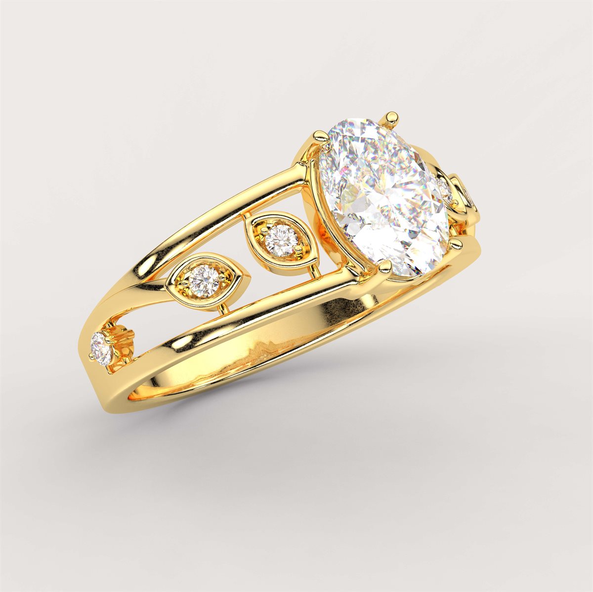 Diamond Engagement Ring with side accent with IGI Certified Lab Grown Diamond