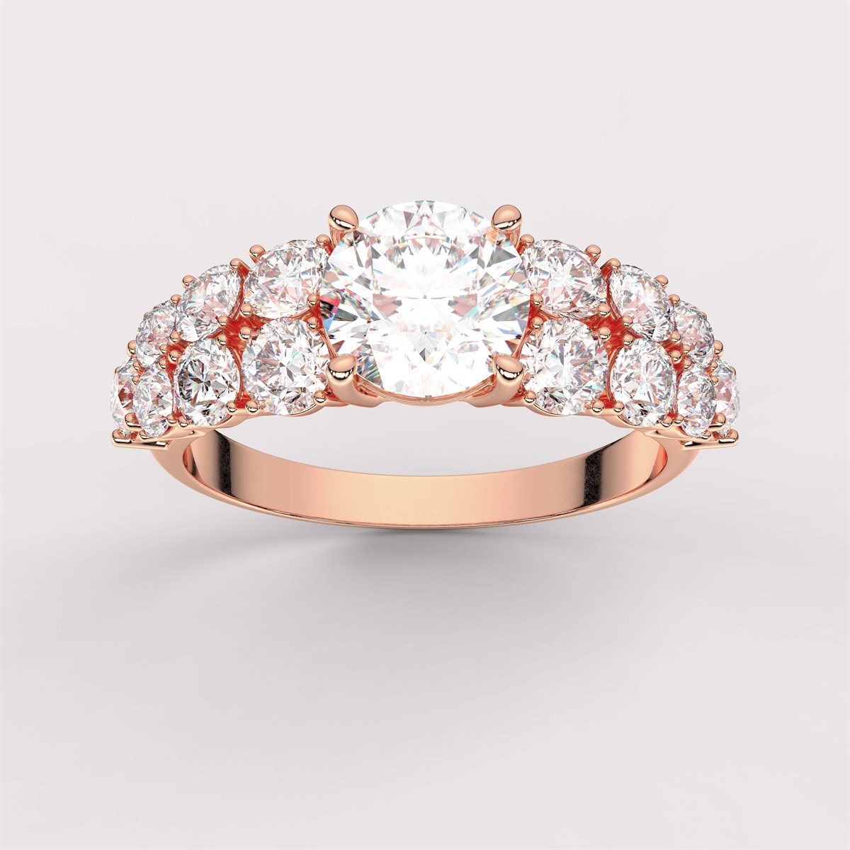 Side Accent Diamond Engagement Ring with IGI Certified Lab Grown Diamond