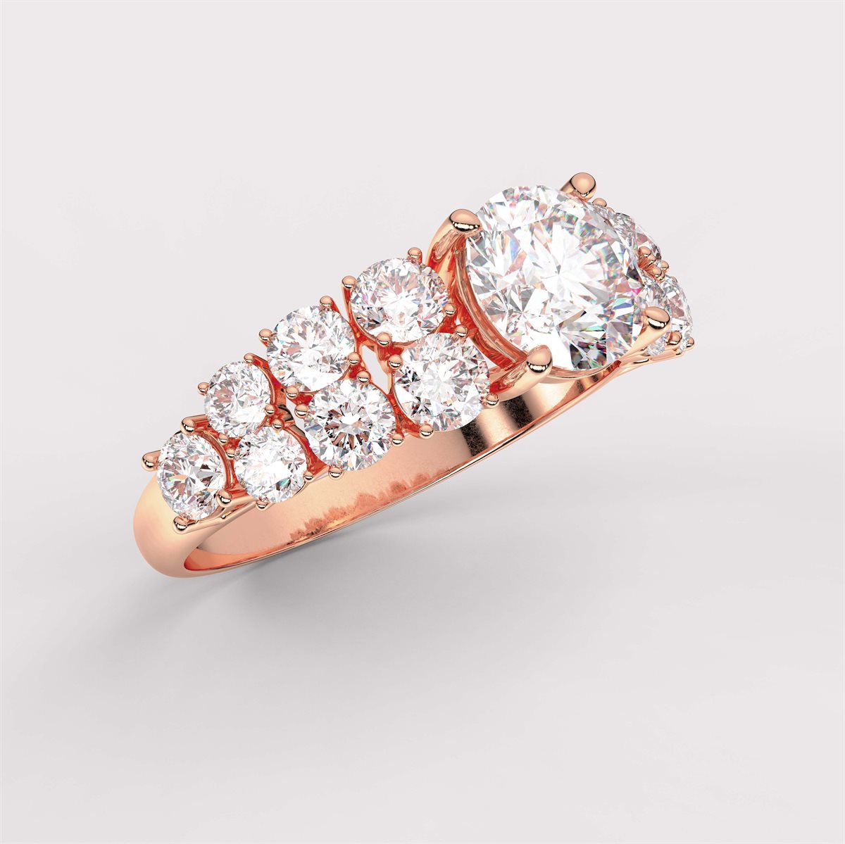 Side Accent Diamond Engagement Ring with IGI Certified Lab Grown Diamond