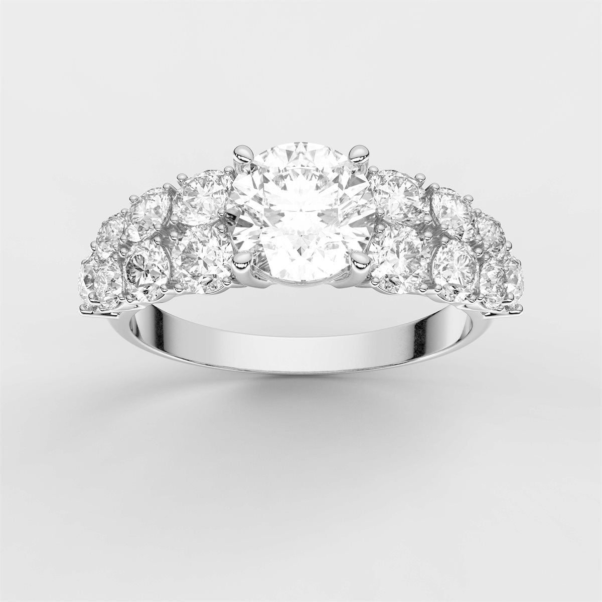 Side Accent Diamond Engagement Ring with IGI Certified Lab Grown Diamond