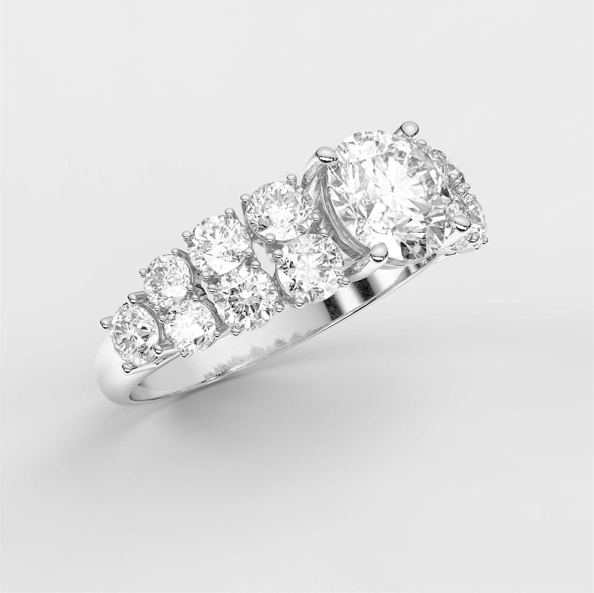 Side Accent Diamond Engagement Ring with IGI Certified Lab Grown Diamond