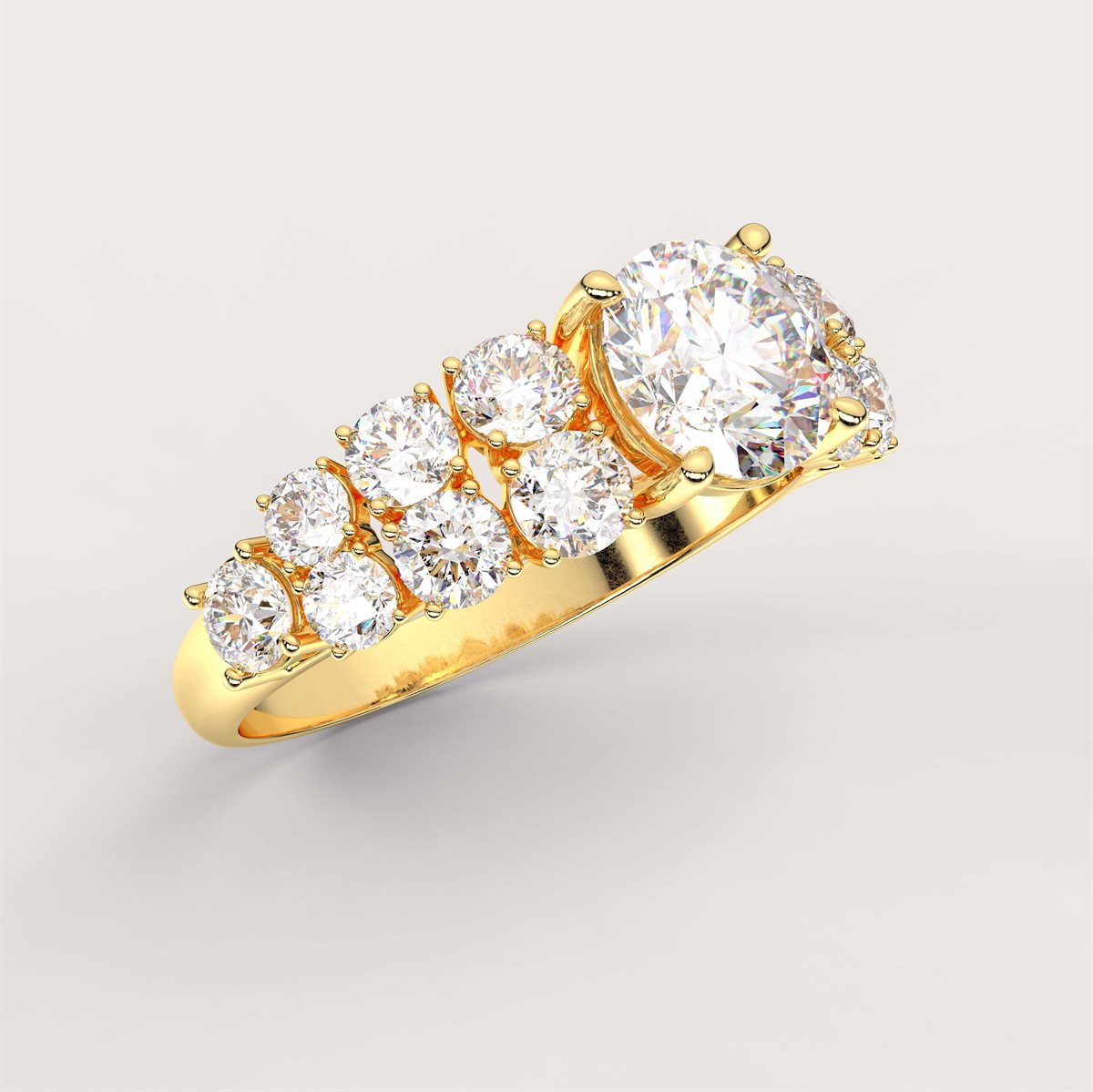Side Accent Diamond Engagement Ring with IGI Certified Lab Grown Diamond