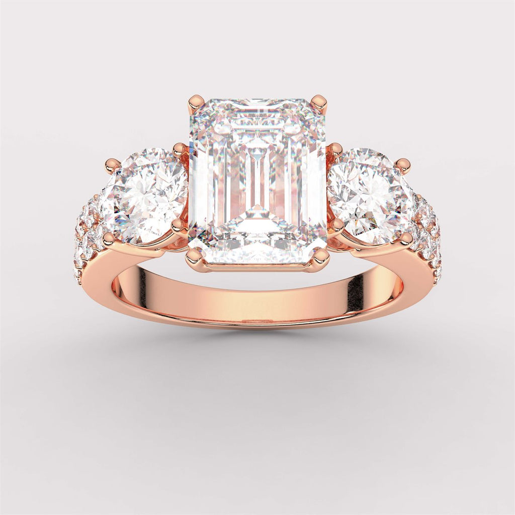 Diamond Engagement Ring with Double Row Side Accents with IGI Certified Lab Grown Diamond