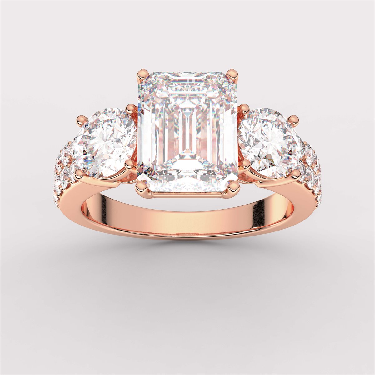 Diamond Engagement Ring with Double Row Side Accents with IGI Certified Lab Grown Diamond