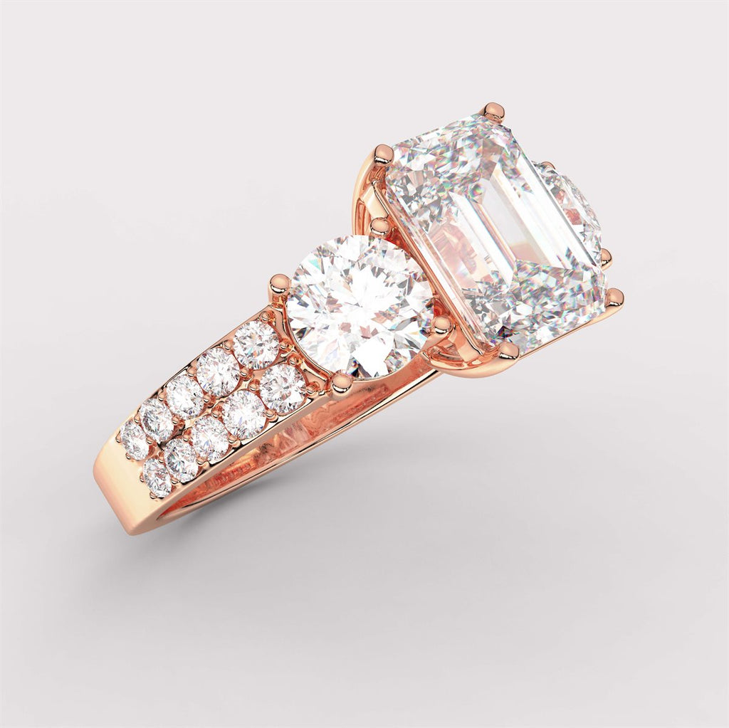 Diamond Engagement Ring with Double Row Side Accents with IGI Certified Lab Grown Diamond