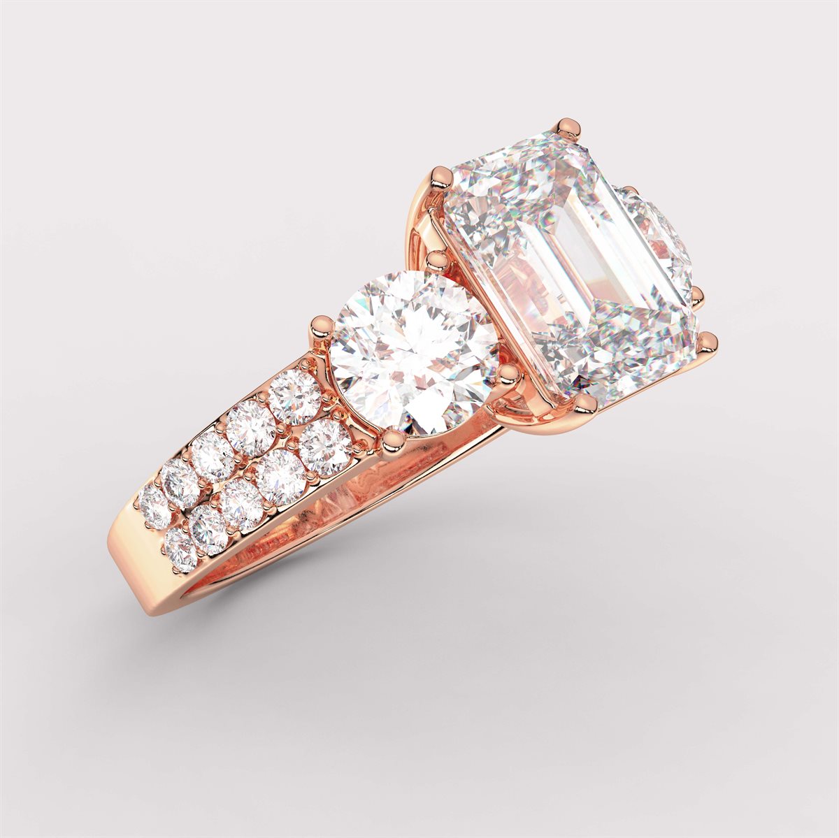 Diamond Engagement Ring with Double Row Side Accents with IGI Certified Lab Grown Diamond