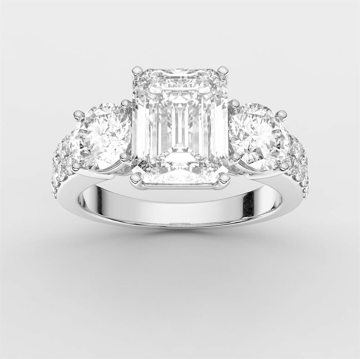 Diamond Engagement Ring with Double Row Side Accents with IGI Certified Lab Grown Diamond