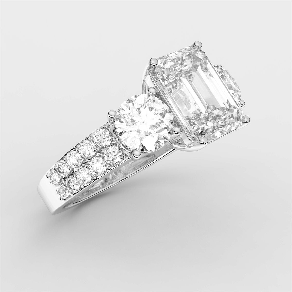 Diamond Engagement Ring with Double Row Side Accents with IGI Certified Lab Grown Diamond