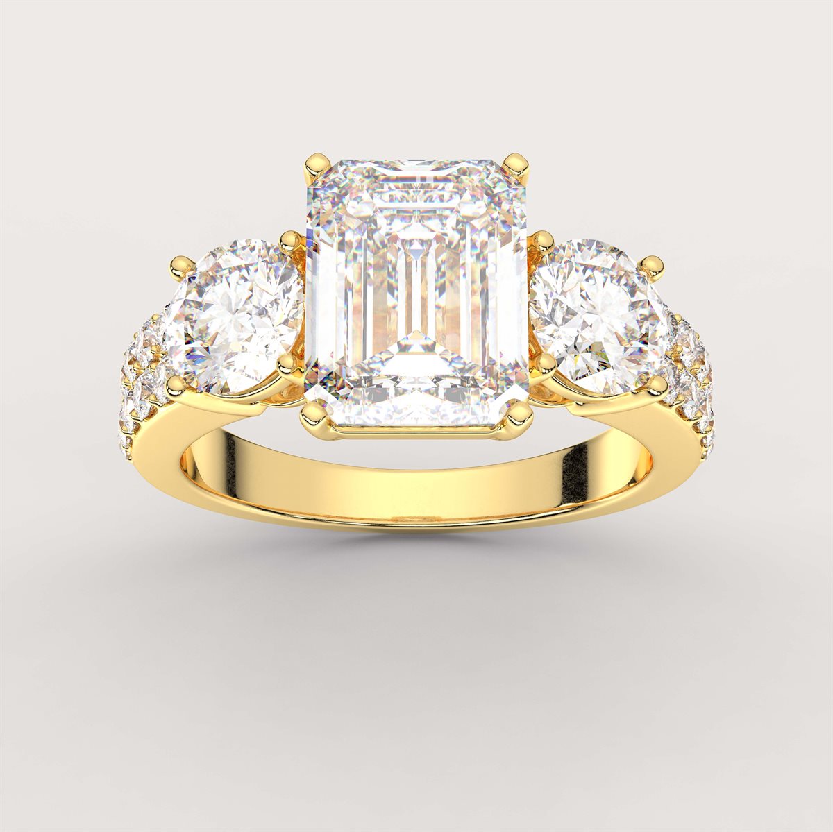 Diamond Engagement Ring with Double Row Side Accents with IGI Certified Lab Grown Diamond