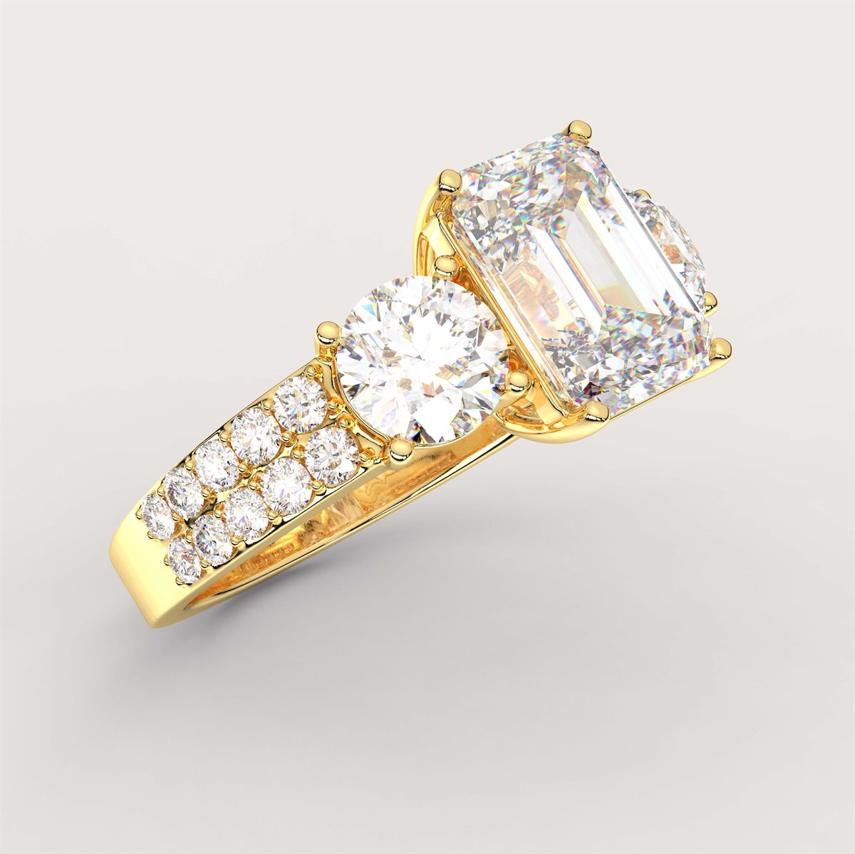 Diamond Engagement Ring with Double Row Side Accents with IGI Certified Lab Grown Diamond