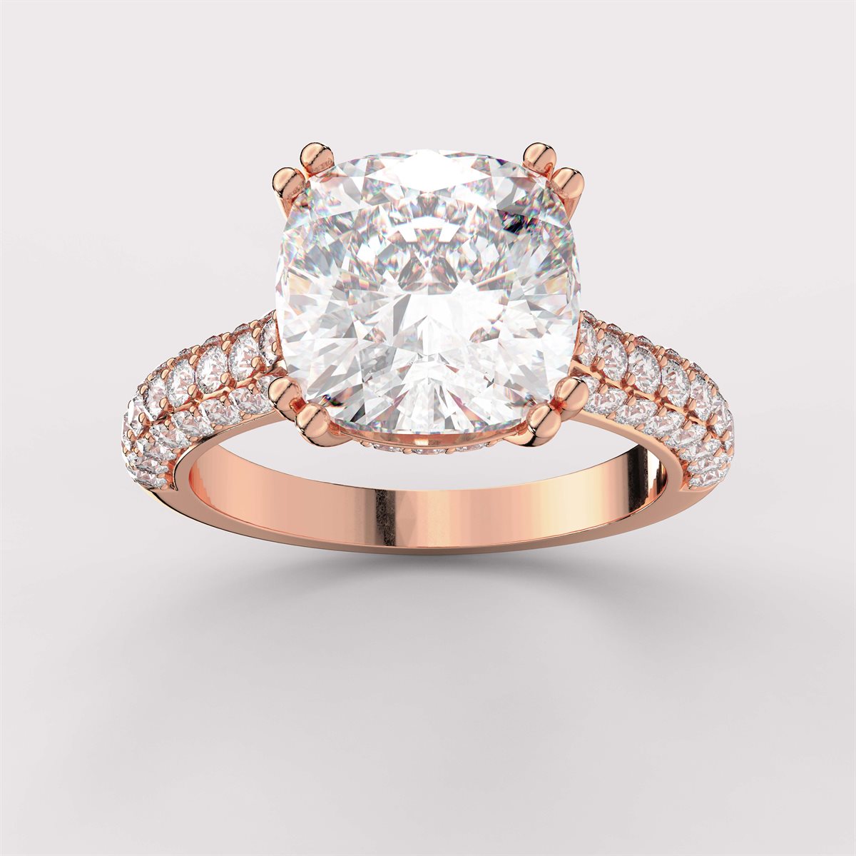 Diamond Double Prong Halo Engagement Ring with IGI Certified Lab Grown Diamond