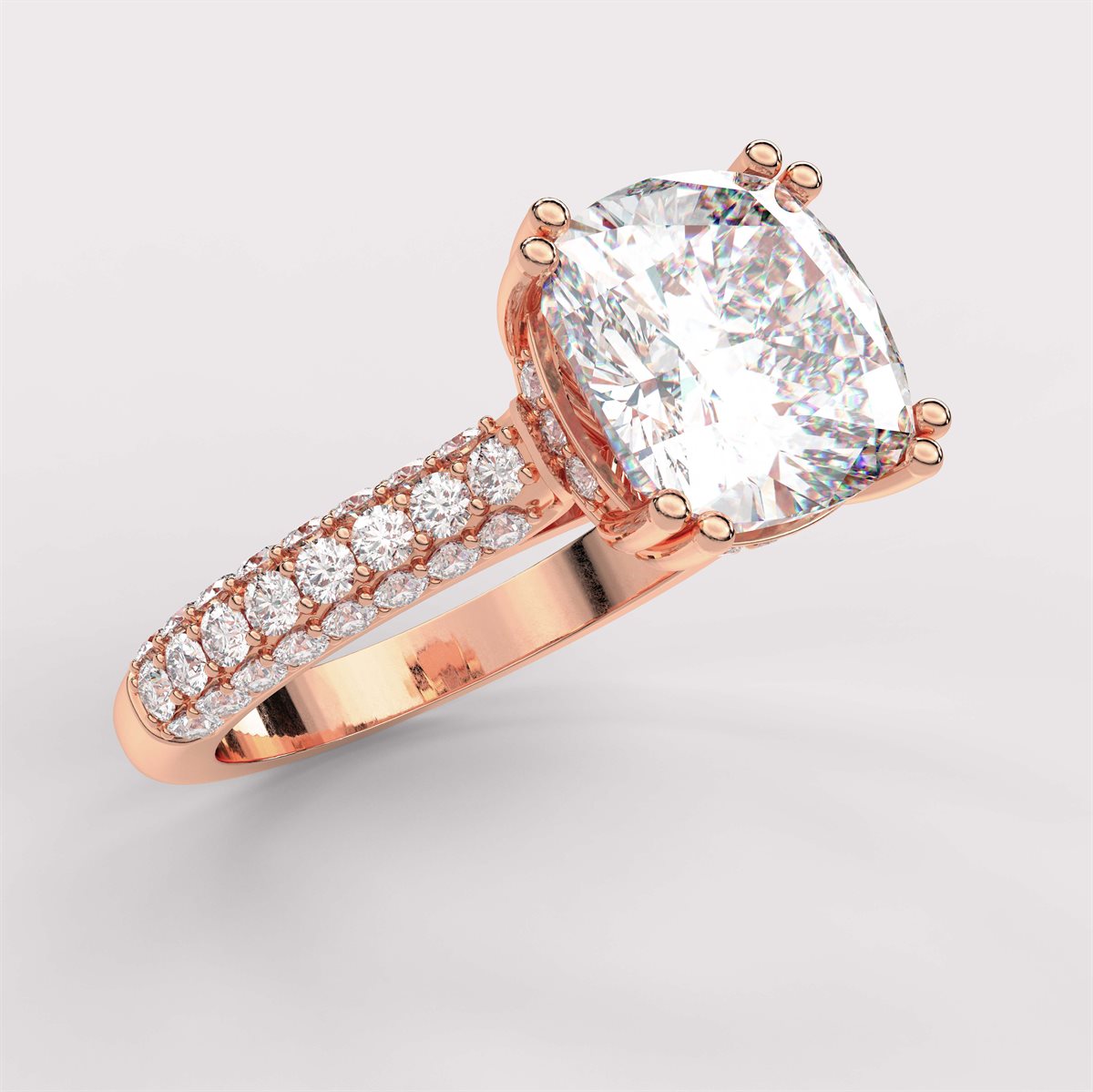 Diamond Double Prong Halo Engagement Ring with IGI Certified Lab Grown Diamond