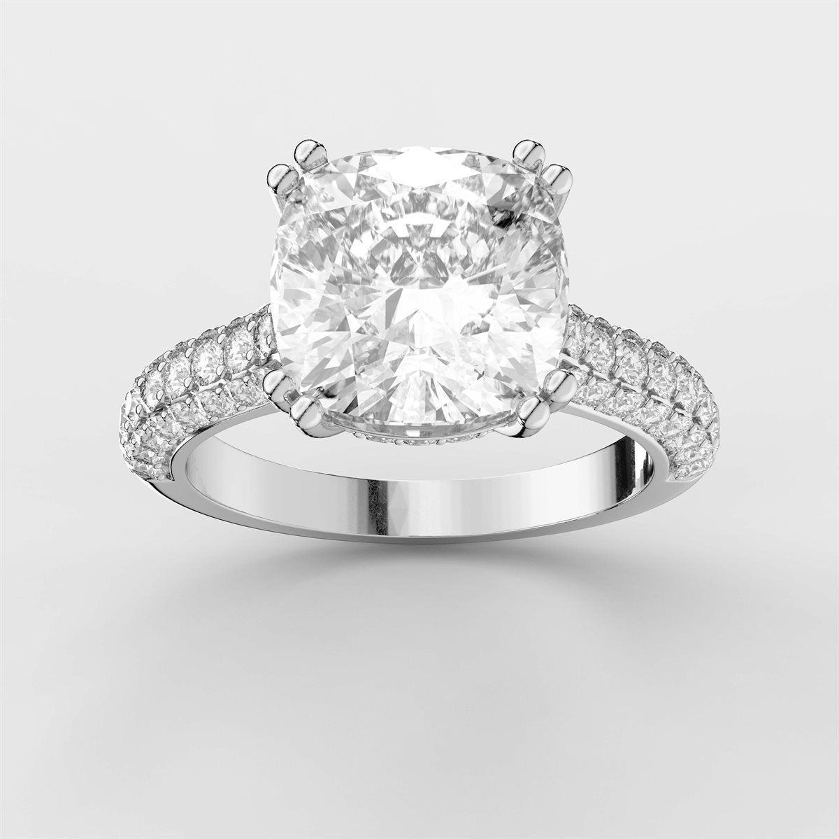 Diamond Double Prong Halo Engagement Ring with IGI Certified Lab Grown Diamond