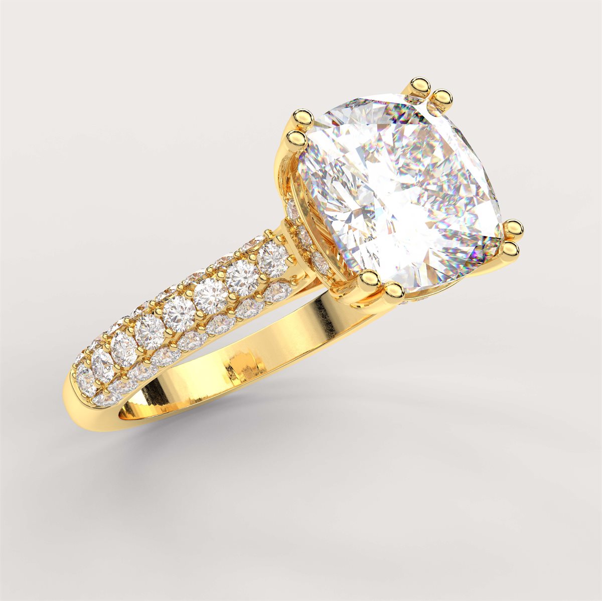 Diamond Double Prong Halo Engagement Ring with IGI Certified Lab Grown Diamond
