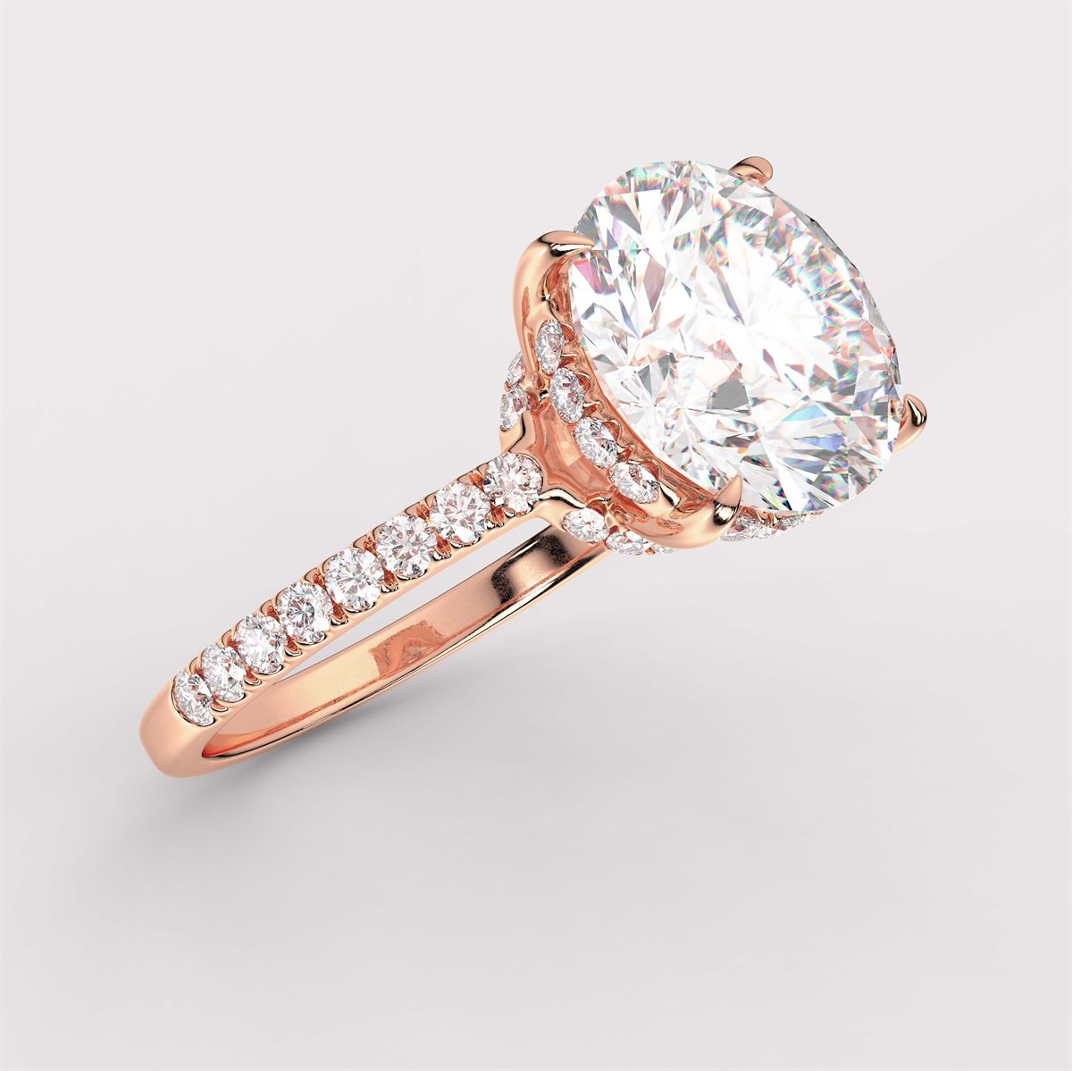 Diamond Side Stone Engagement Ring with IGI Certified Lab Grown Diamond