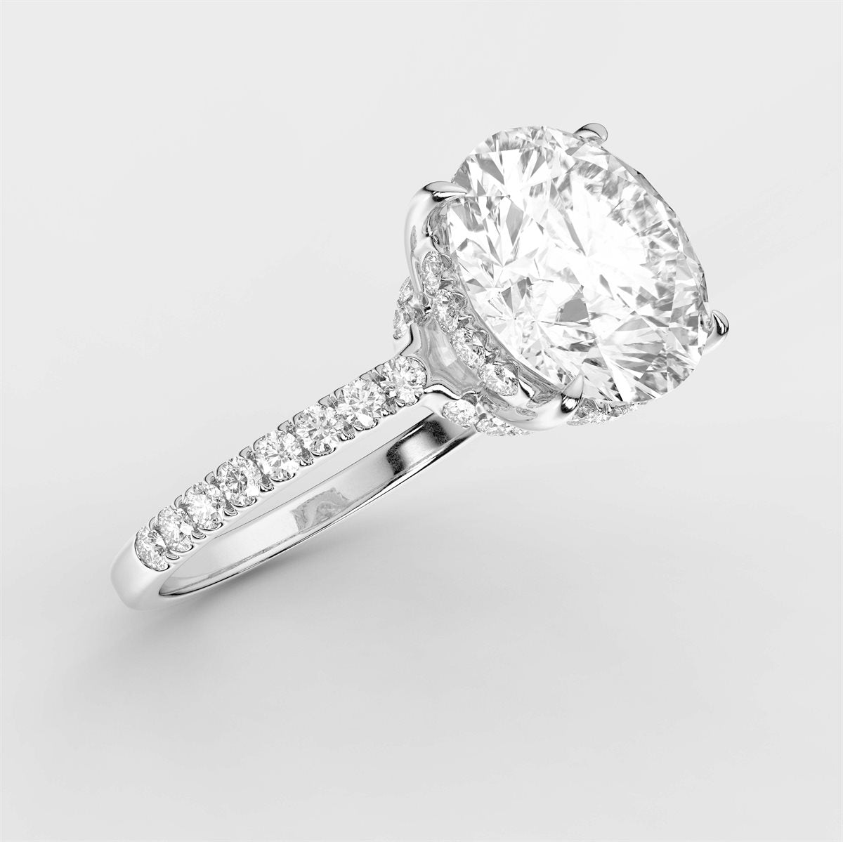 Diamond Side Stone Engagement Ring with IGI Certified Lab Grown Diamond