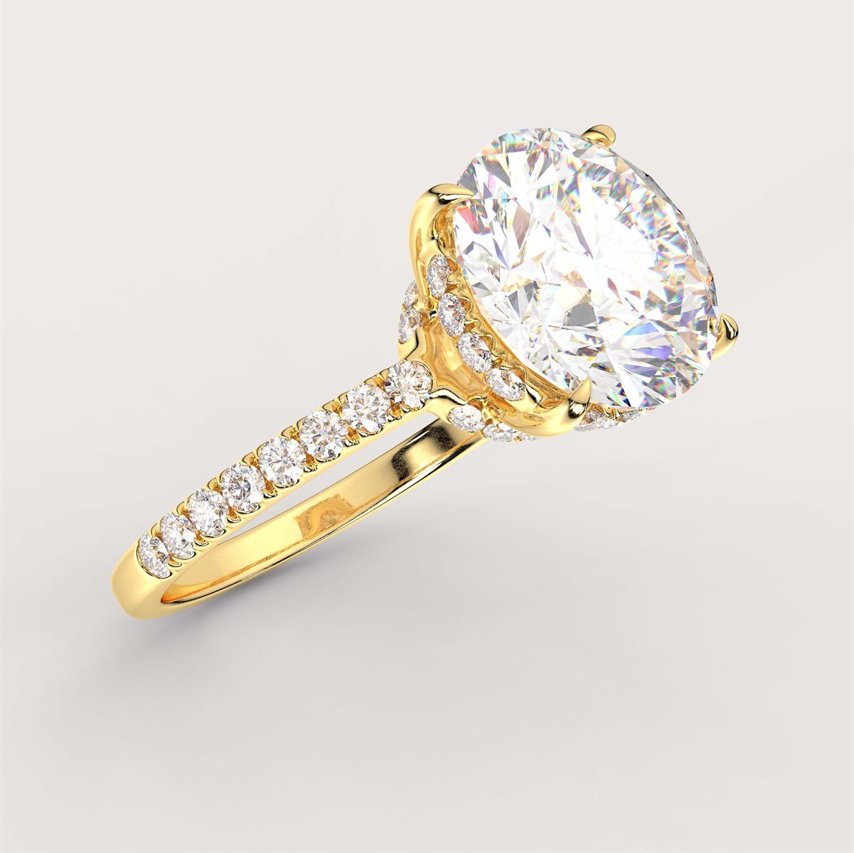 Diamond Side Stone Engagement Ring with IGI Certified Lab Grown Diamond