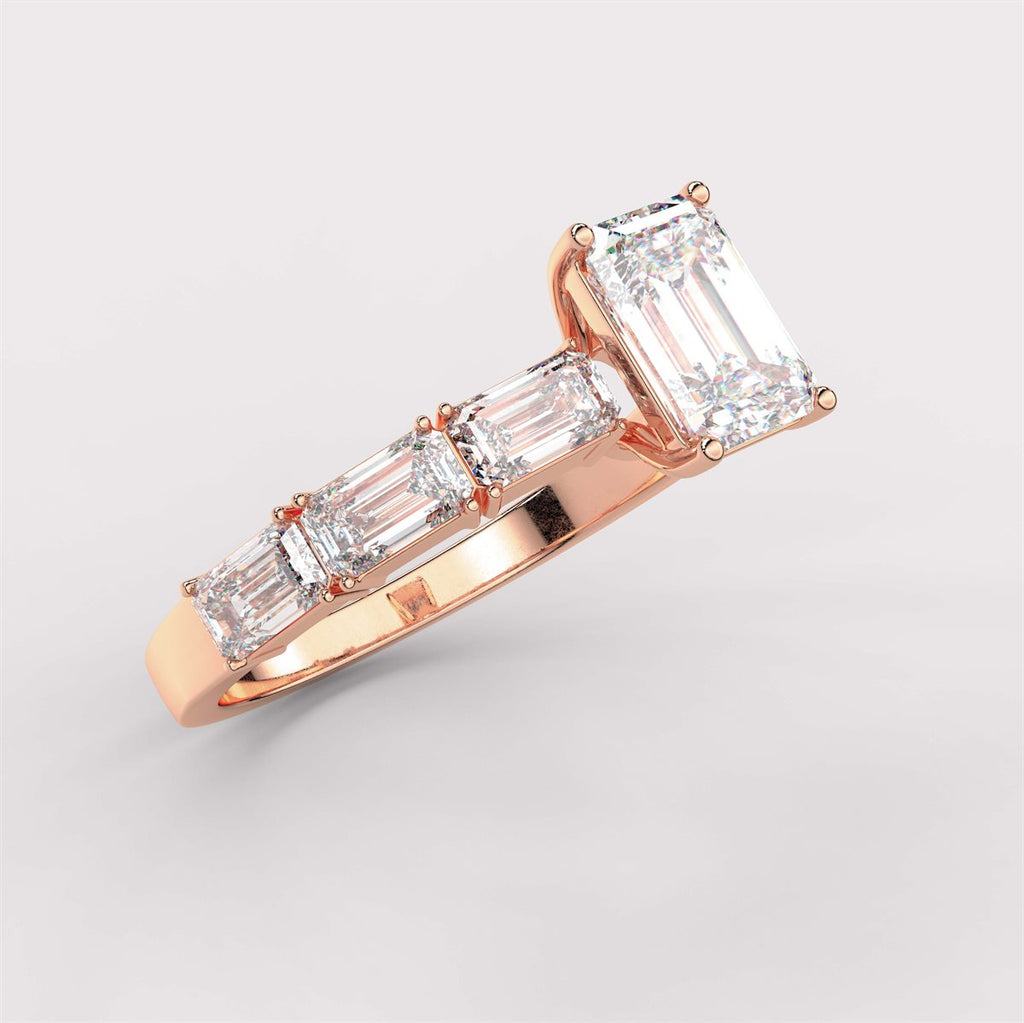 Diamond Side Stone Solitaire Engagement Ring with IGI Certified Lab Grown Diamond