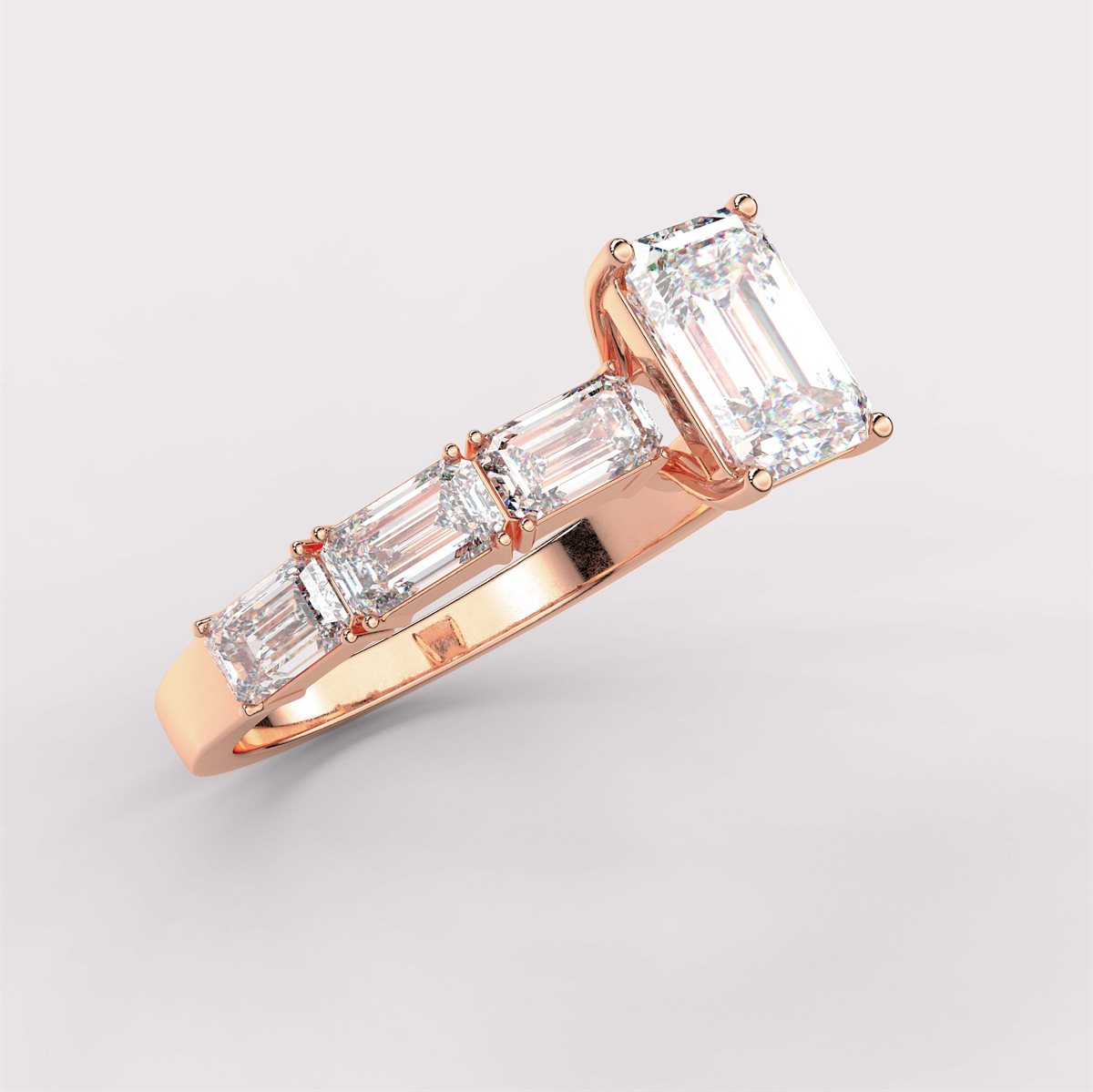 Diamond Side Stone Solitaire Engagement Ring with IGI Certified Lab Grown Diamond