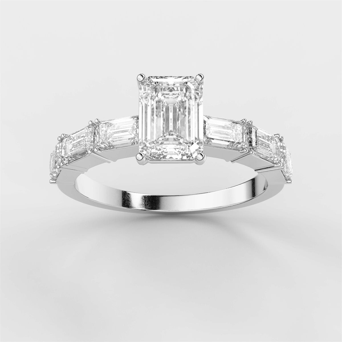 Diamond Side Stone Solitaire Engagement Ring with IGI Certified Lab Grown Diamond