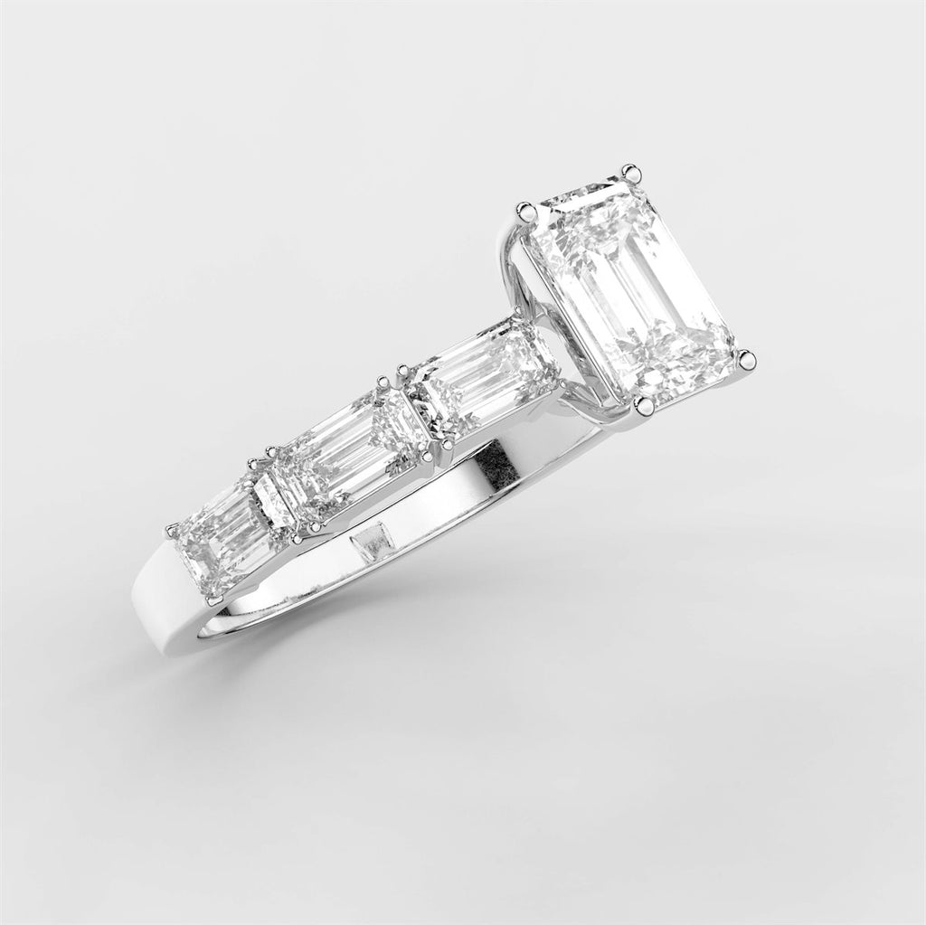 Diamond Side Stone Solitaire Engagement Ring with IGI Certified Lab Grown Diamond