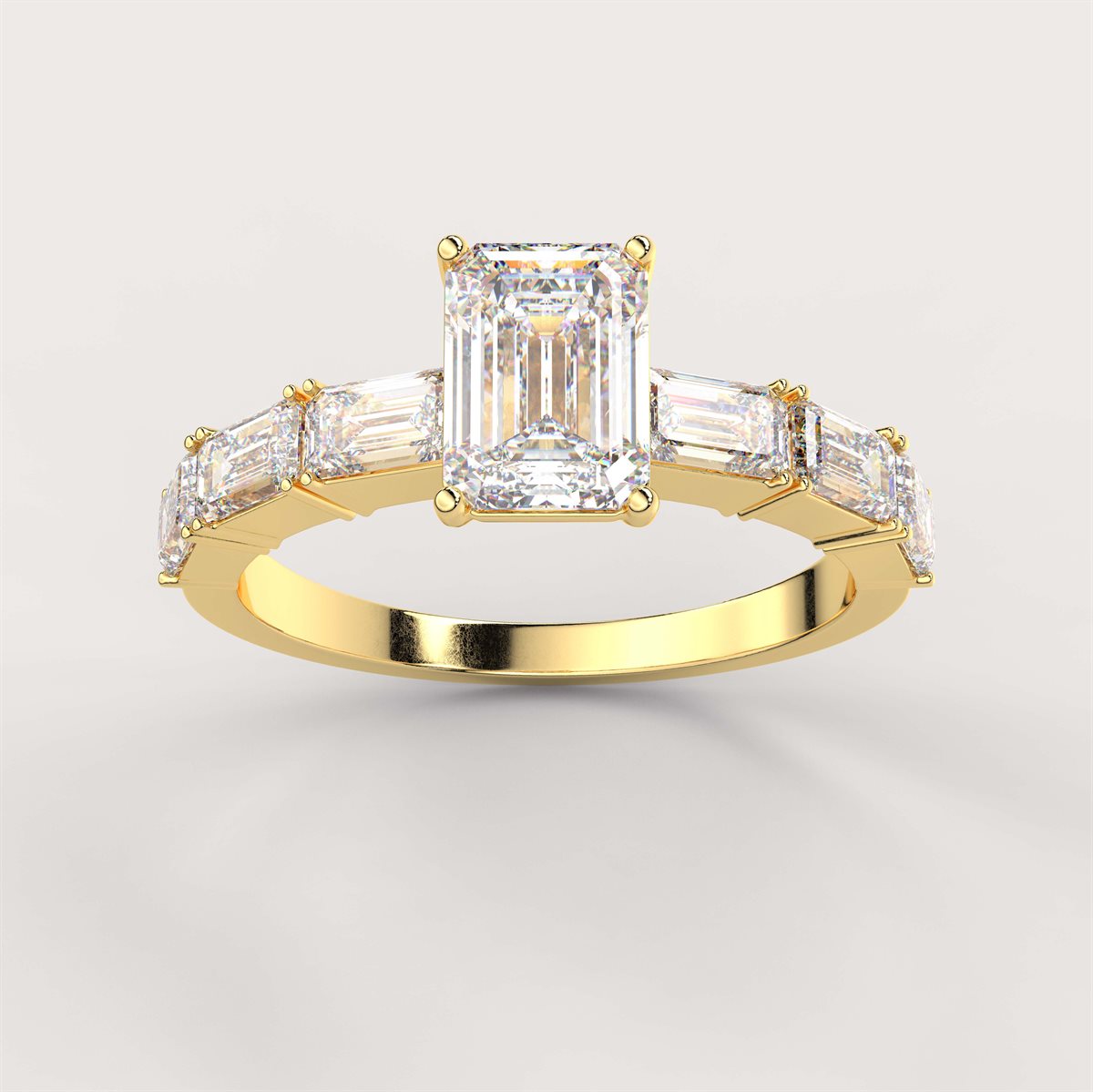 Diamond Side Stone Solitaire Engagement Ring with IGI Certified Lab Grown Diamond