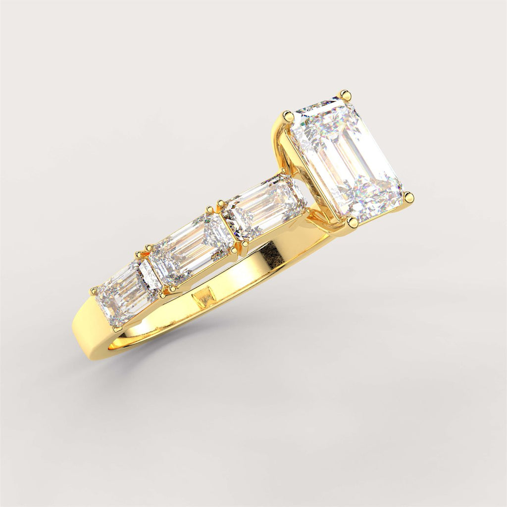 Diamond Side Stone Solitaire Engagement Ring with IGI Certified Lab Grown Diamond