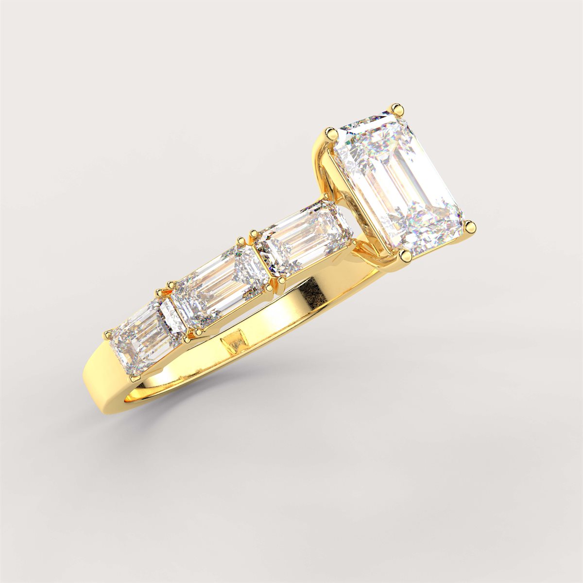 Diamond Side Stone Solitaire Engagement Ring with IGI Certified Lab Grown Diamond