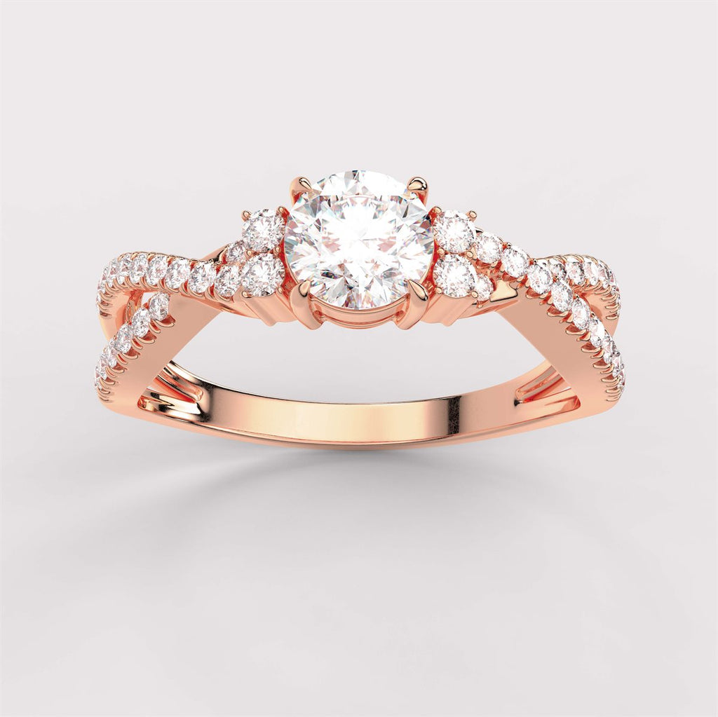 Twist Shank Diamond Engagement Ring with IGI Certified Lab Grown Diamond