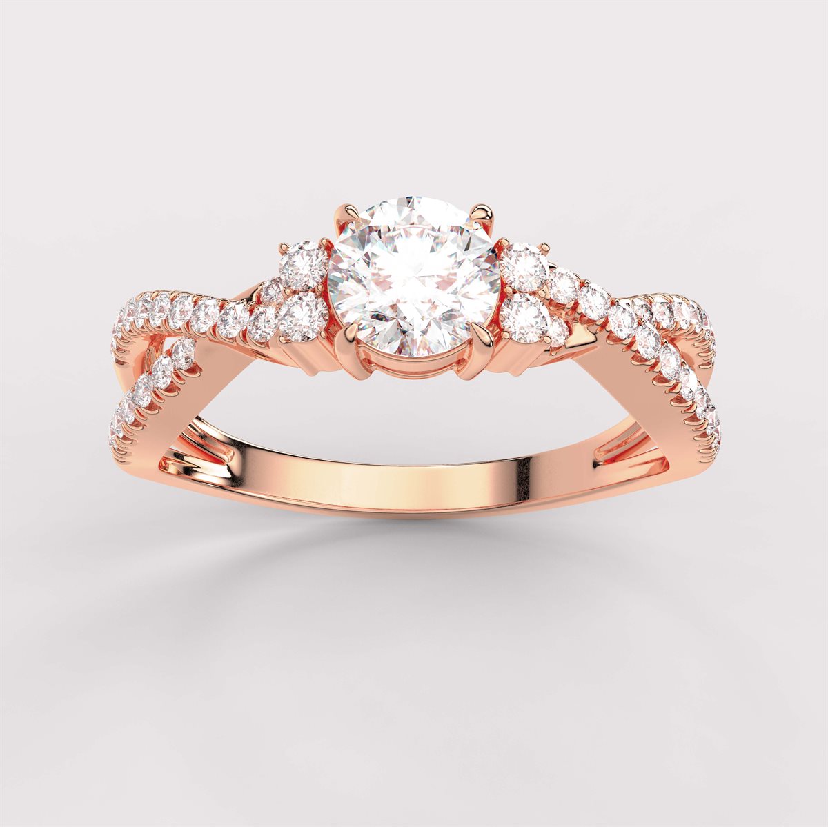 Twist Shank Diamond Engagement Ring with IGI Certified Lab Grown Diamond