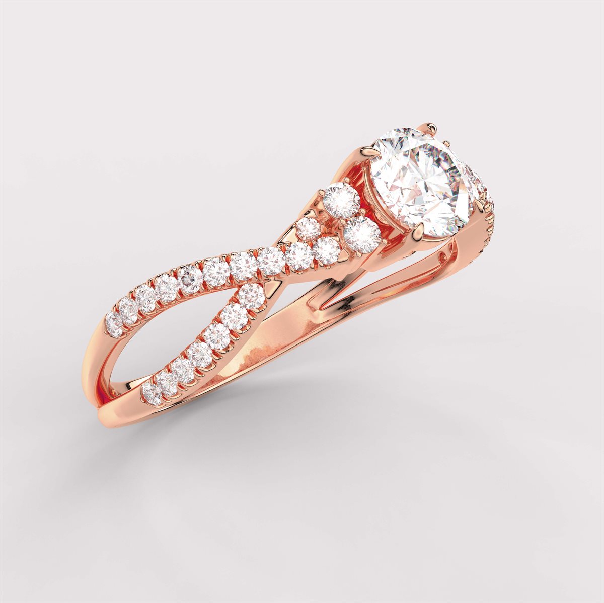 Twist Shank Diamond Engagement Ring with IGI Certified Lab Grown Diamond