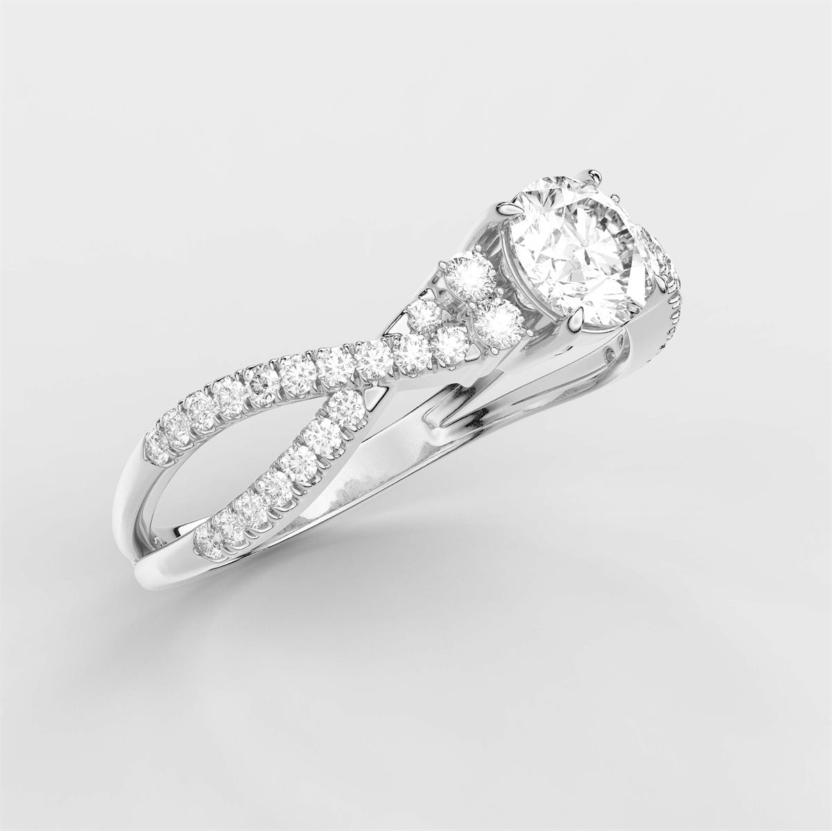 Twist Shank Diamond Engagement Ring with IGI Certified Lab Grown Diamond