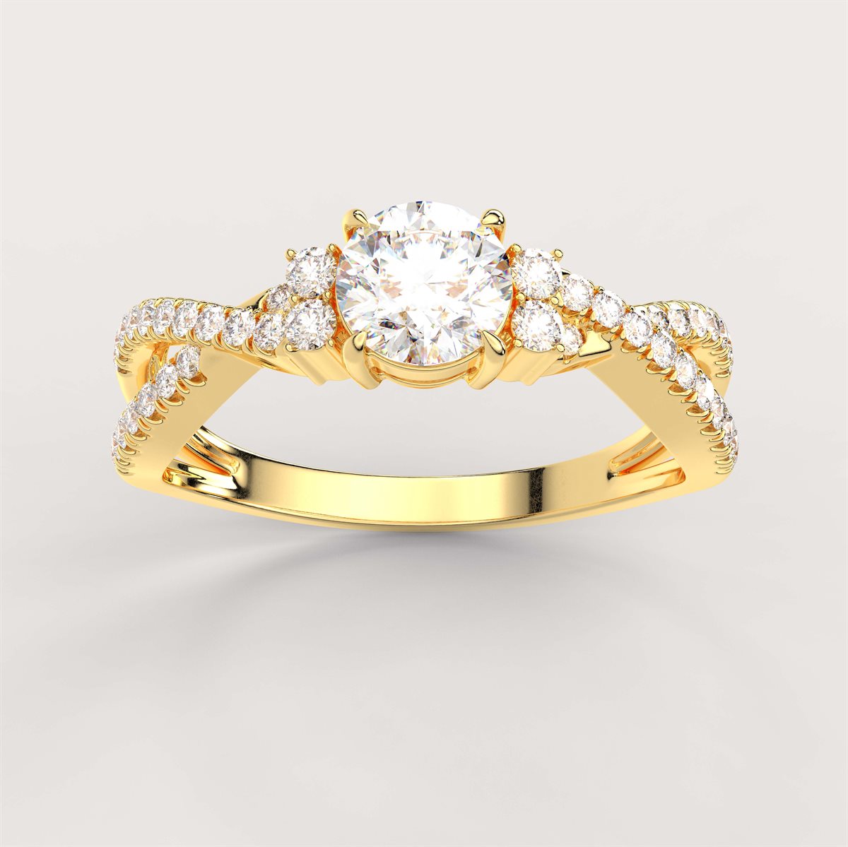 Twist Shank Diamond Engagement Ring with IGI Certified Lab Grown Diamond