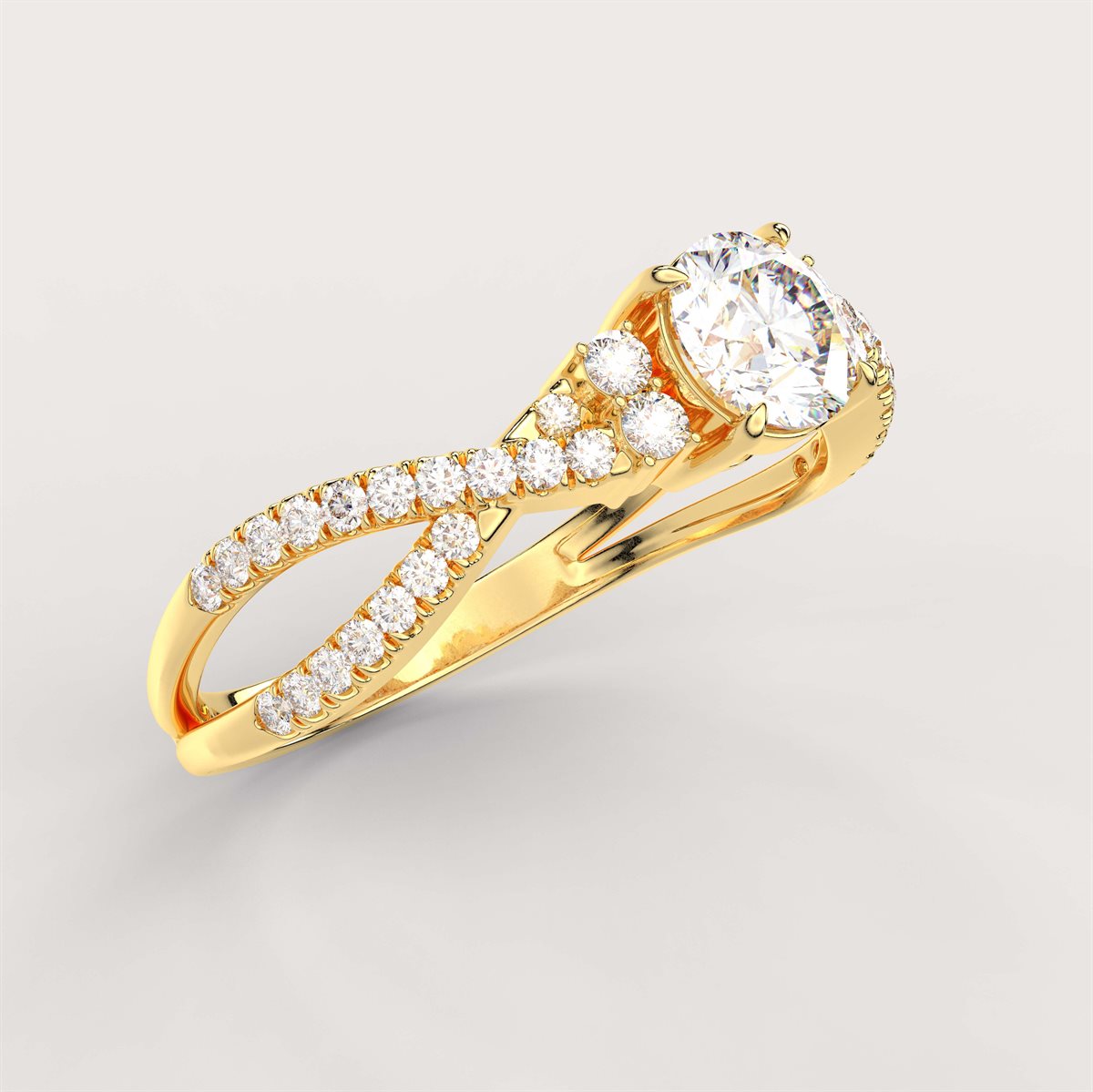 Twist Shank Diamond Engagement Ring with IGI Certified Lab Grown Diamond