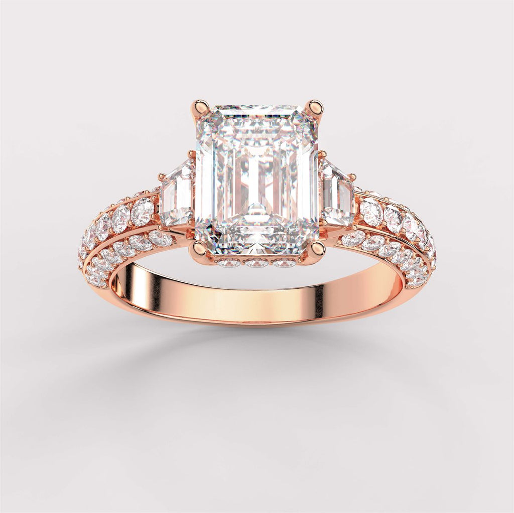 Diamond Engagement Ring with side stone with IGI Certified Lab Grown Diamond