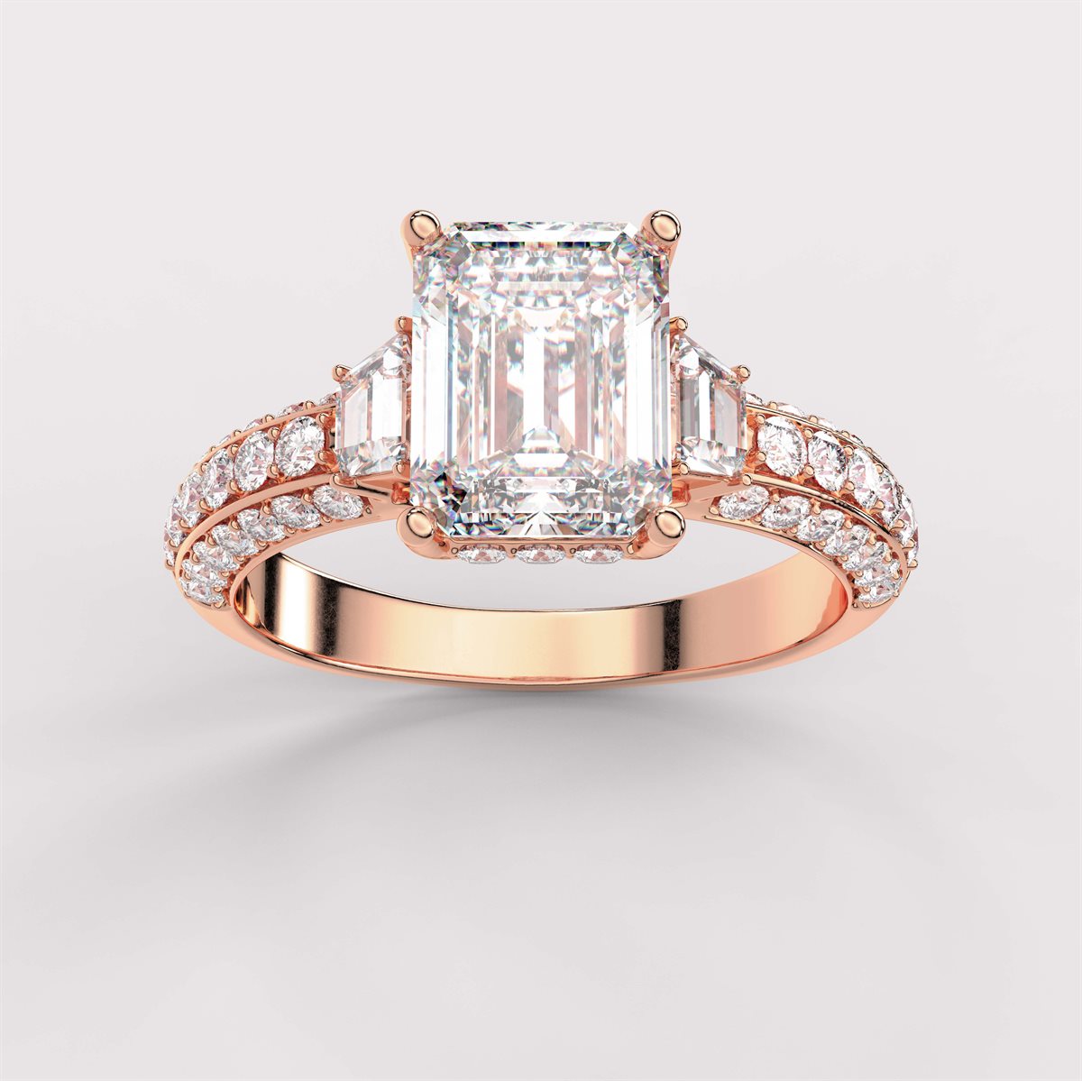 Diamond Engagement Ring with side stone with IGI Certified Lab Grown Diamond