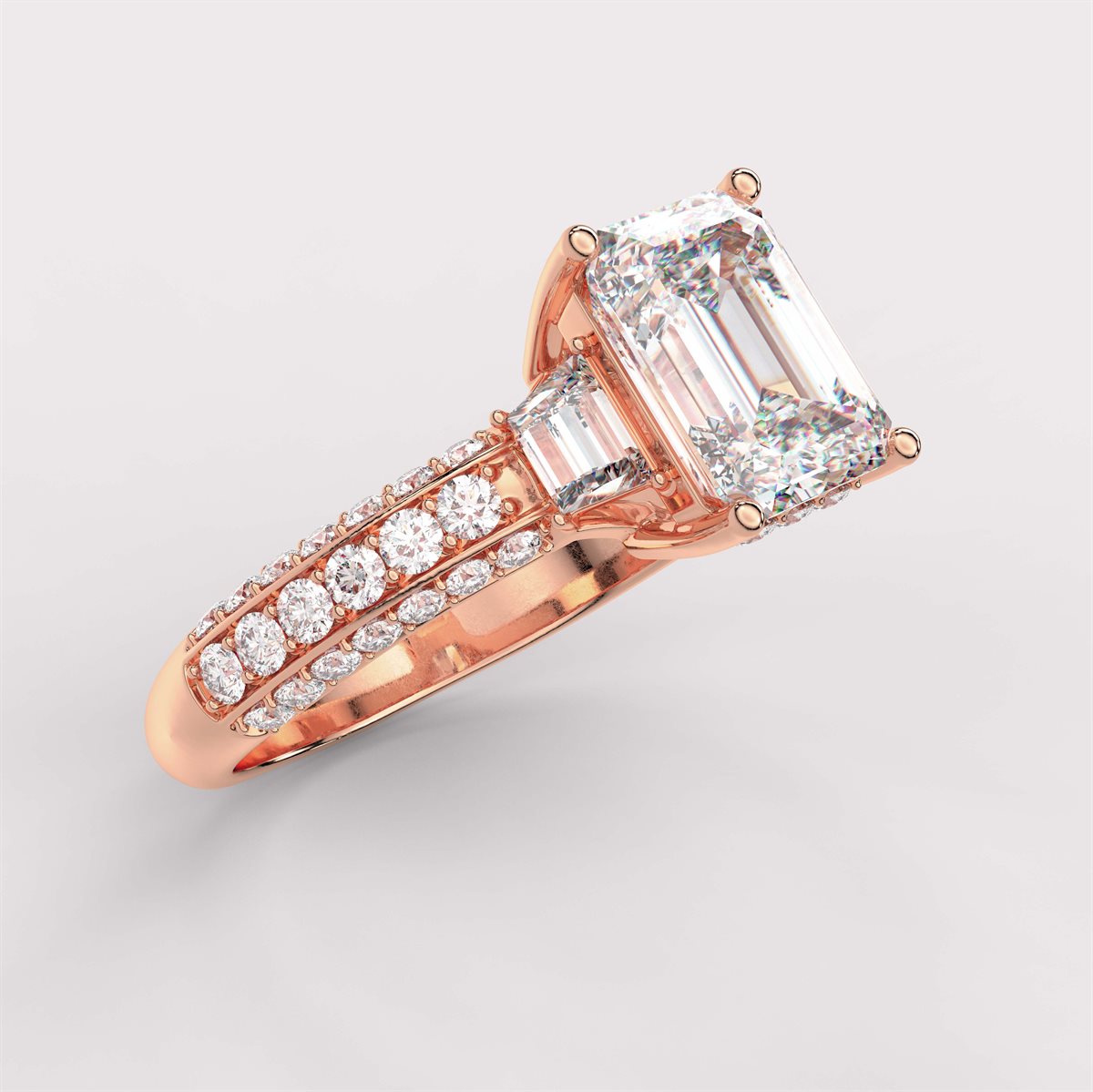 Diamond Engagement Ring with side stone with IGI Certified Lab Grown Diamond