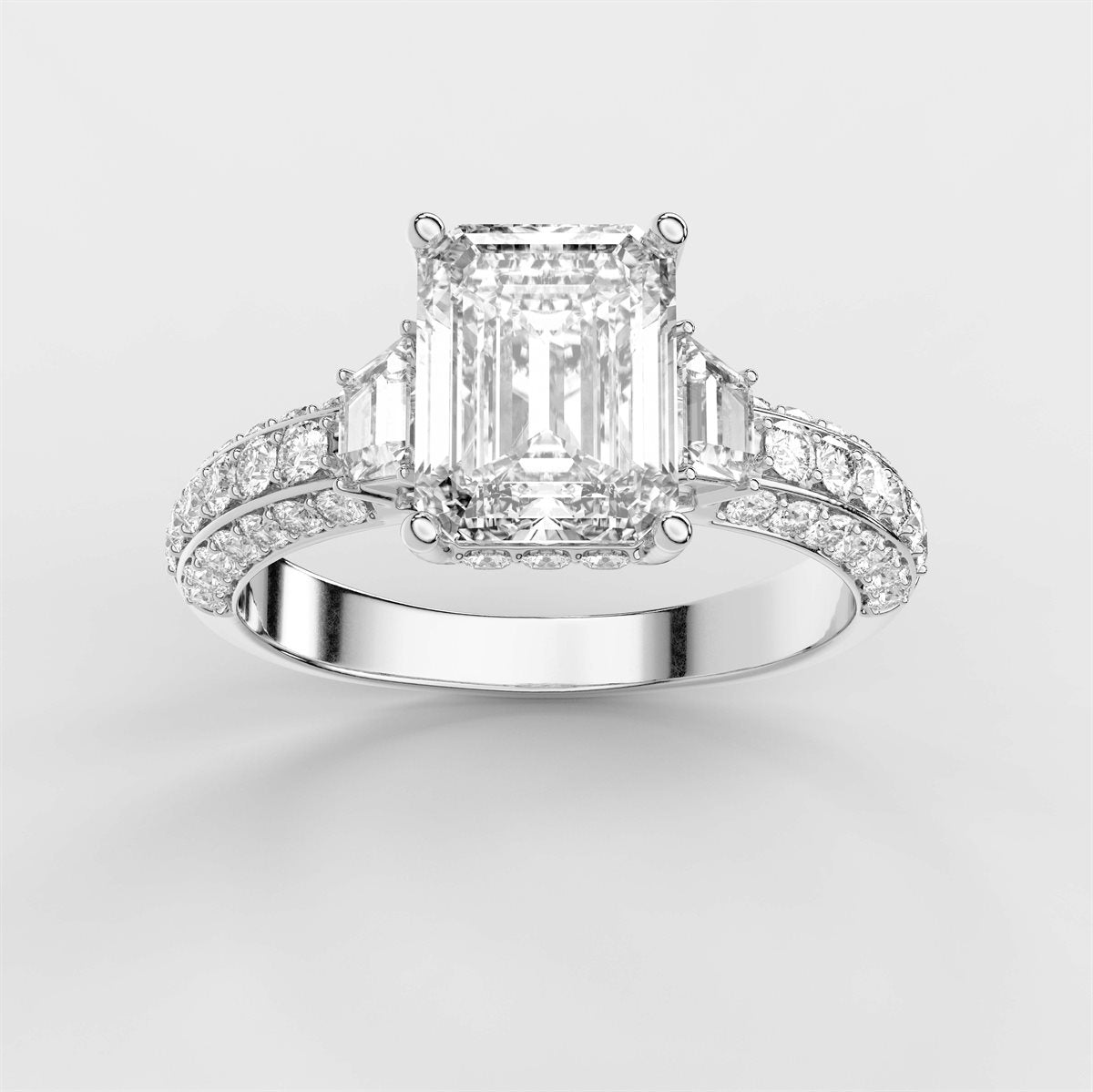 Diamond Engagement Ring with side stone with IGI Certified Lab Grown Diamond