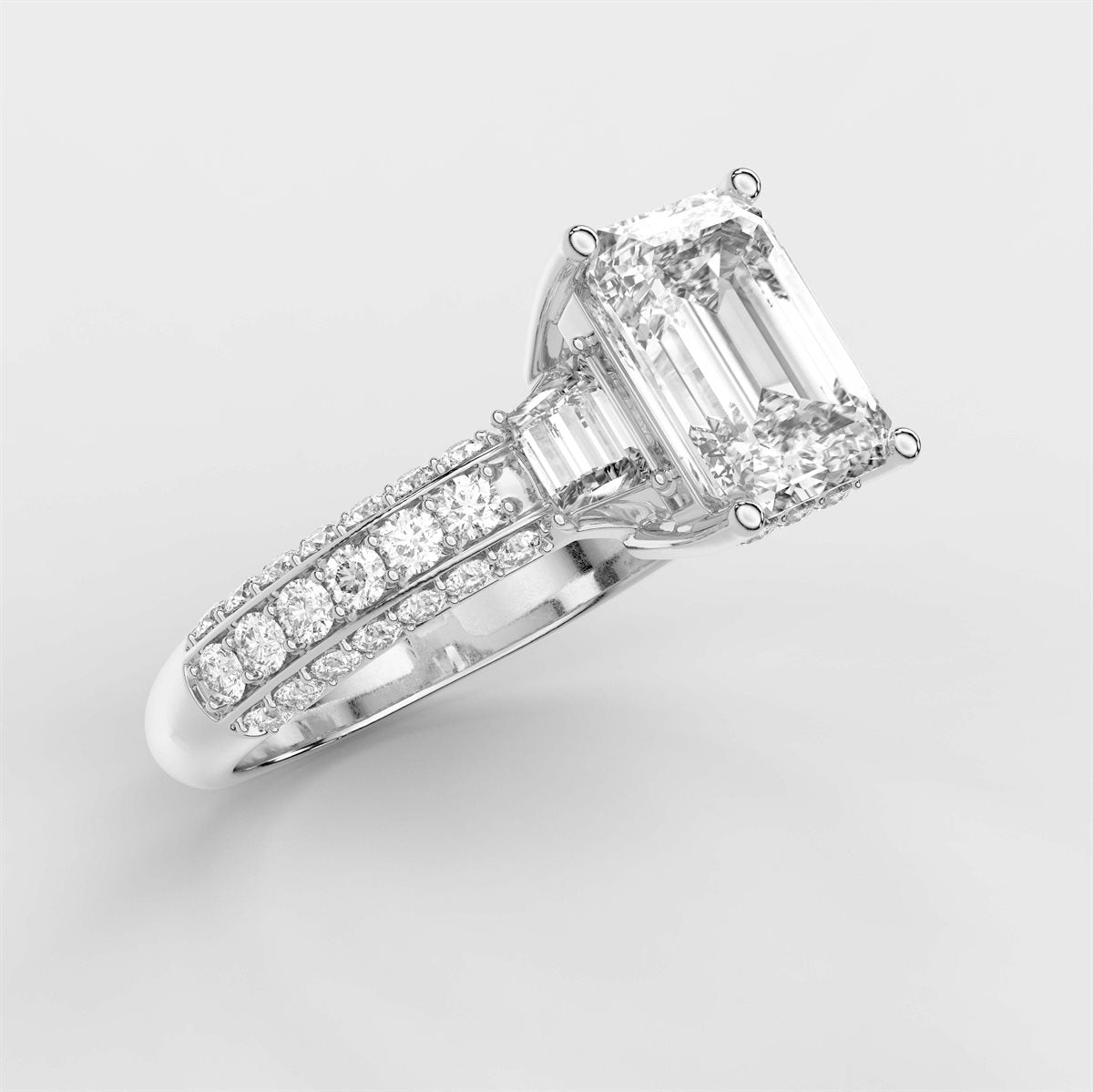 Diamond Engagement Ring with side stone with IGI Certified Lab Grown Diamond