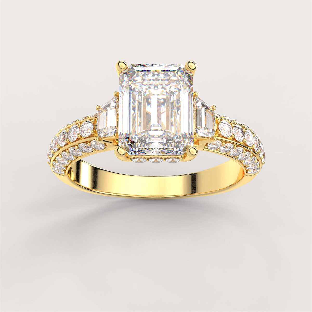 Diamond Engagement Ring with side stone with IGI Certified Lab Grown Diamond