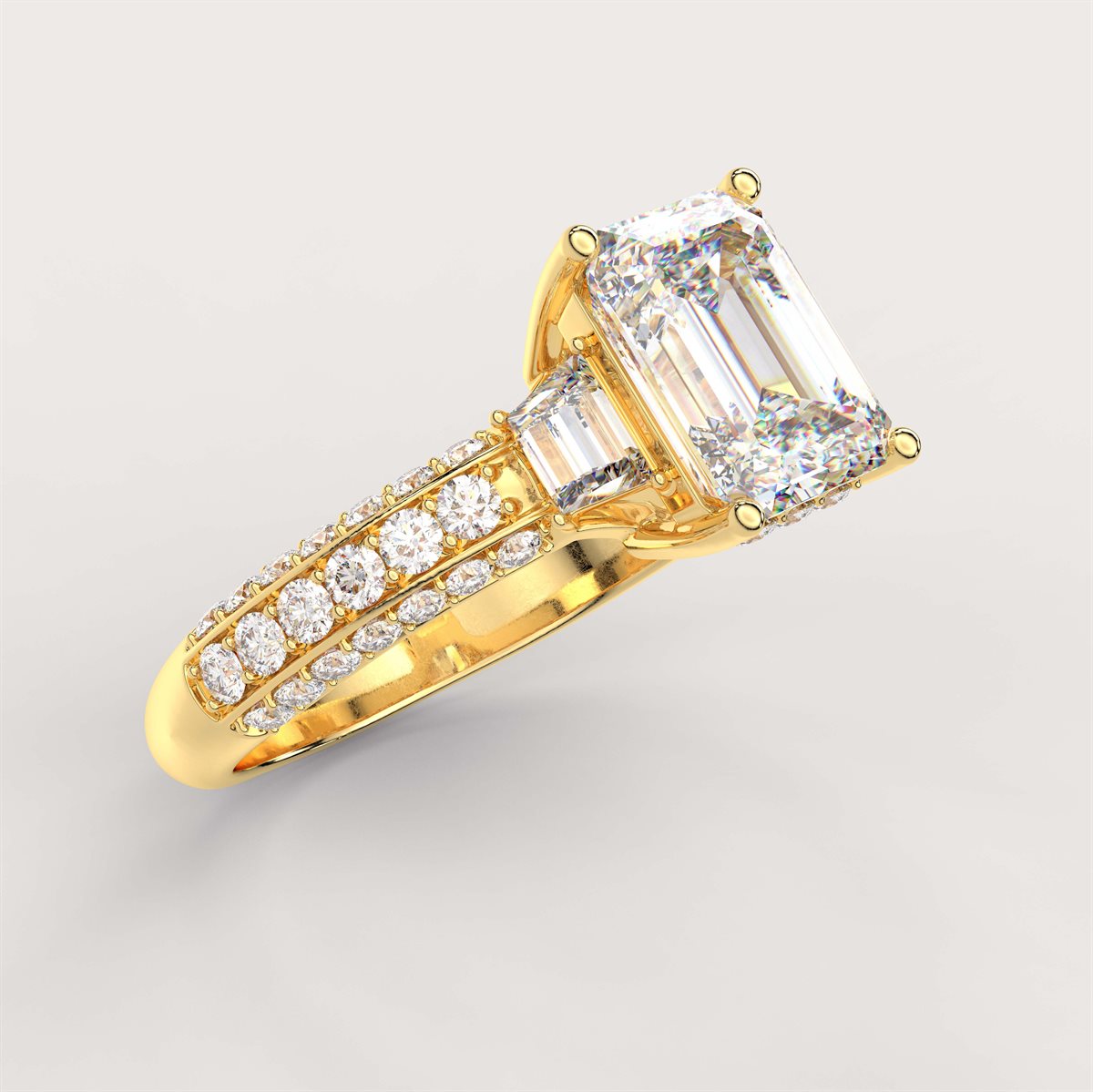 Diamond Engagement Ring with side stone with IGI Certified Lab Grown Diamond